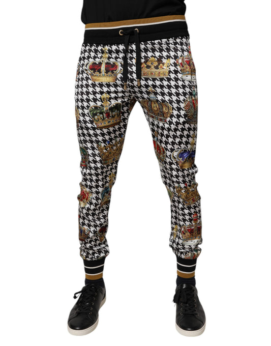 Dolce & Gabbana Men's Polyester Jogger Sweatpants - Multicolor Houndstooth Print