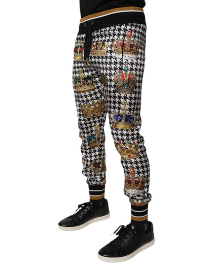 Dolce & Gabbana Men's Polyester Jogger Sweatpants - Multicolor Houndstooth Print