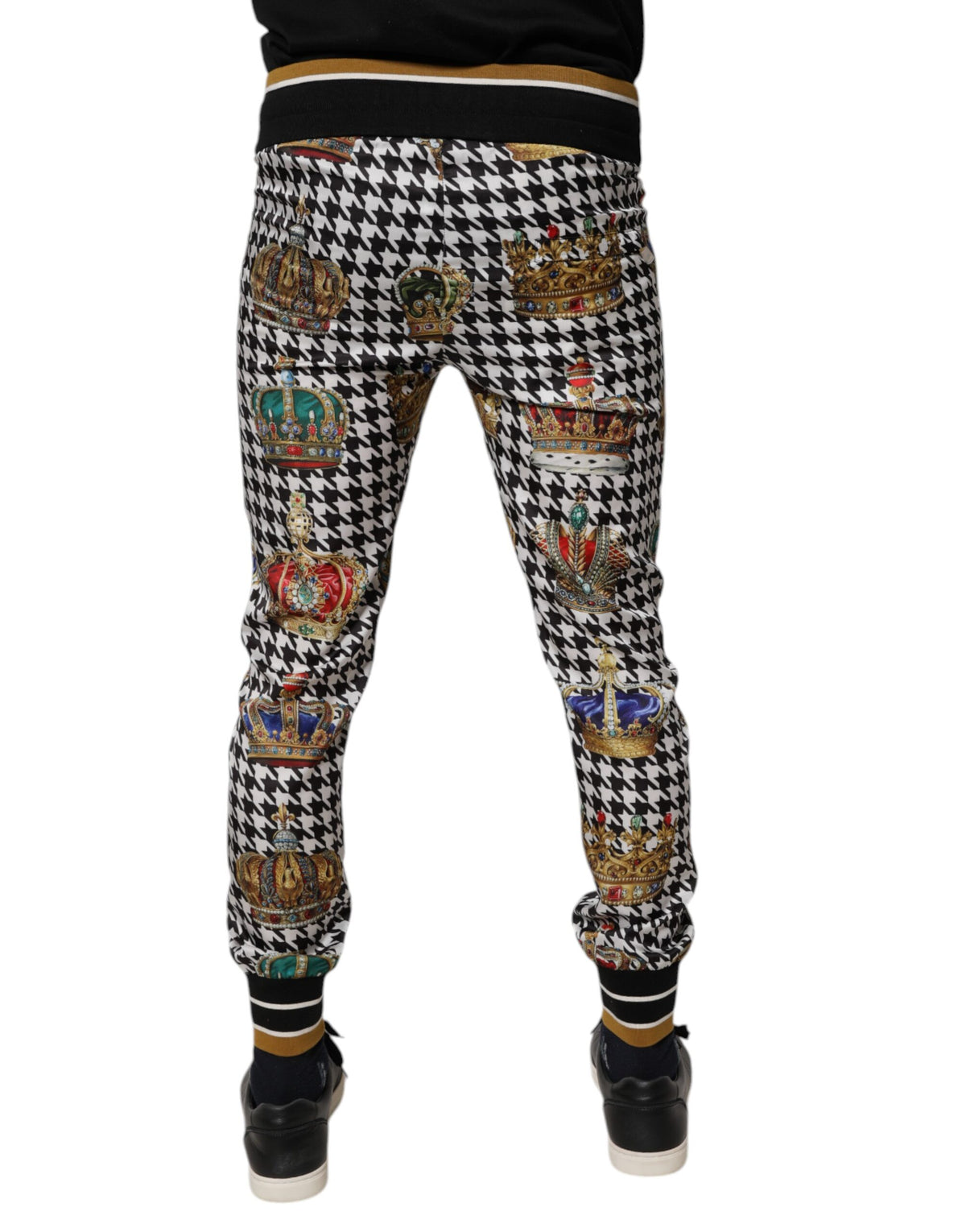 Dolce & Gabbana Men's Polyester Jogger Sweatpants - Multicolor Houndstooth Print