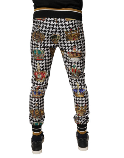 Dolce & Gabbana Men's Polyester Jogger Sweatpants - Multicolor Houndstooth Print