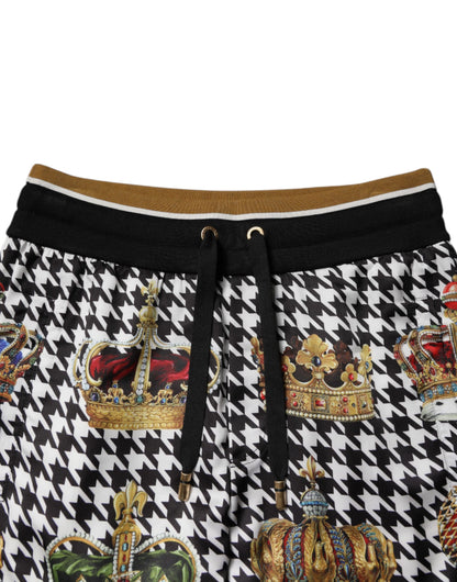 Dolce & Gabbana Men's Polyester Jogger Sweatpants - Multicolor Houndstooth Print