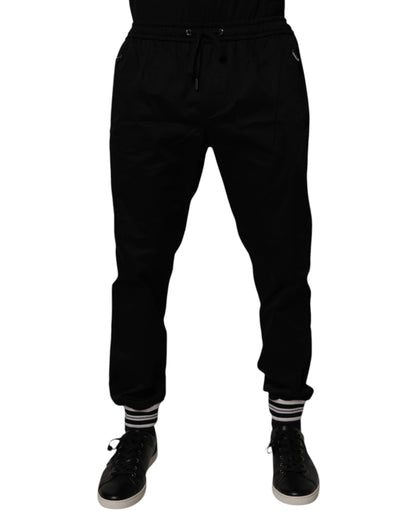 Dolce & Gabbana Black Cotton Stretch Jogger Sweatpants Pants