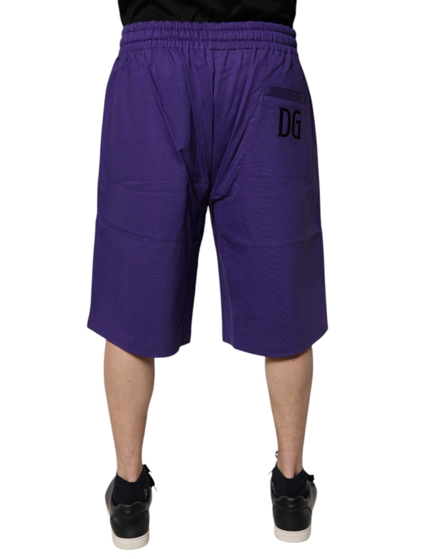 Dolce & Gabbana Purple Cotton Men Bermuda Sweatshorts Shorts