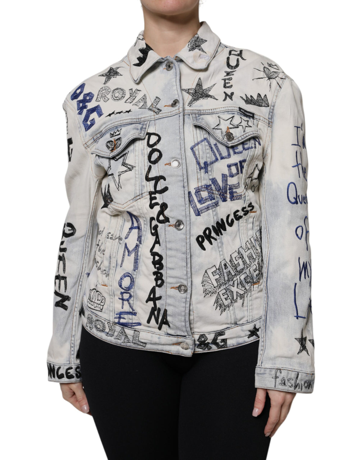 Dolce & Gabbana Women's Stretch Denim Cotton Jacket - Light Blue Print