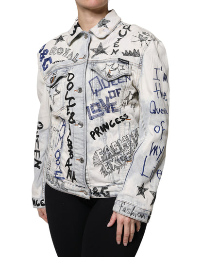 Dolce & Gabbana Women's Stretch Denim Cotton Jacket - Light Blue Print