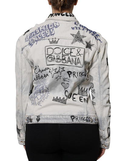 Dolce & Gabbana Women's Stretch Denim Cotton Jacket - Light Blue Print