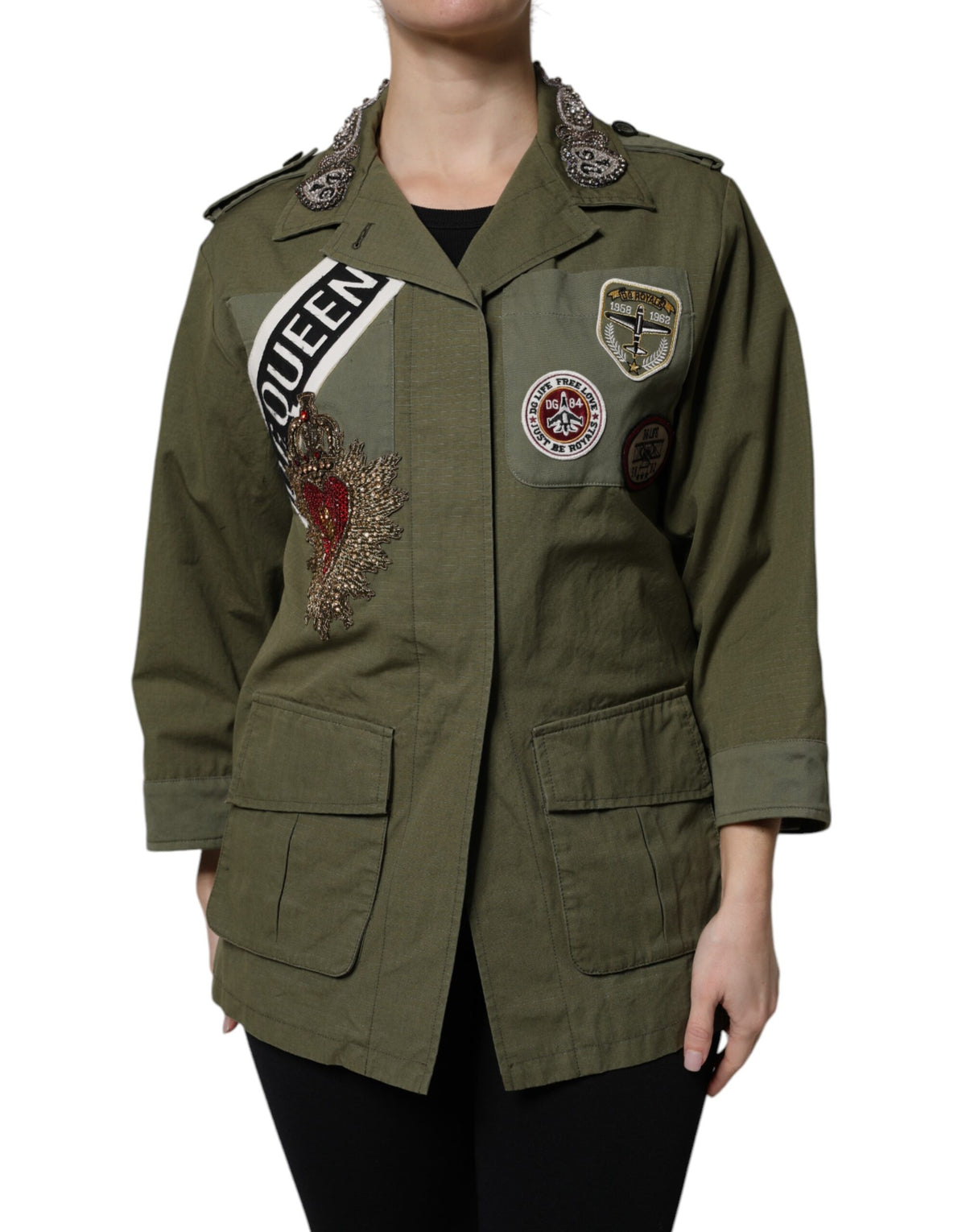 Dolce & Gabbana Women's Cotton Polyester Jacket - Military Green