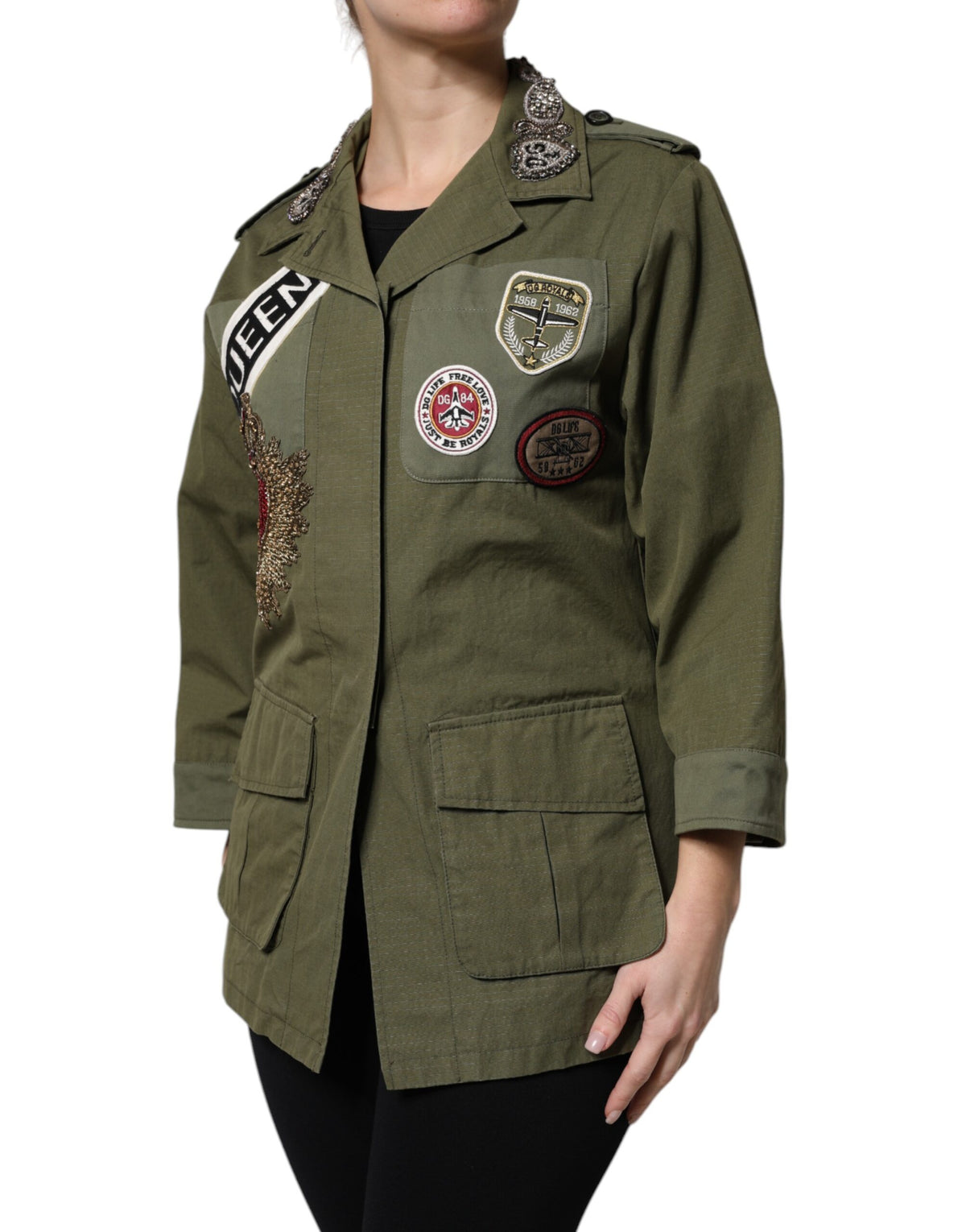 Dolce & Gabbana Women's Cotton Polyester Jacket - Military Green