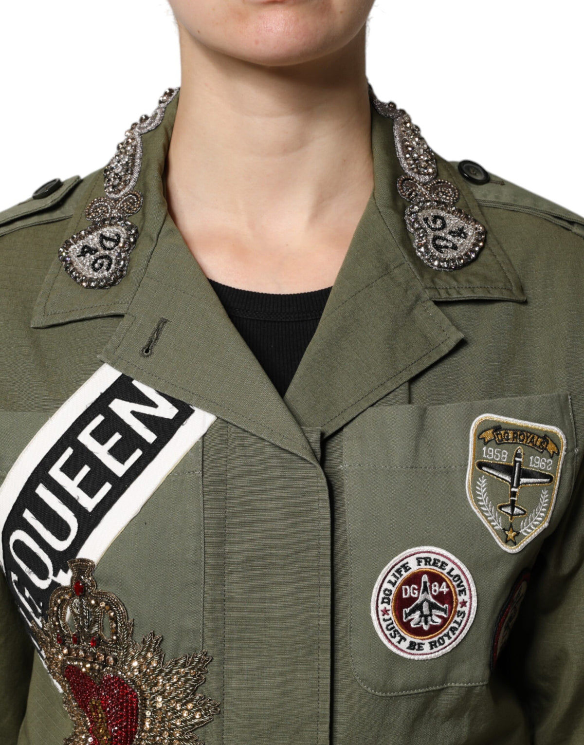 Dolce & Gabbana Women's Cotton Polyester Jacket - Military Green