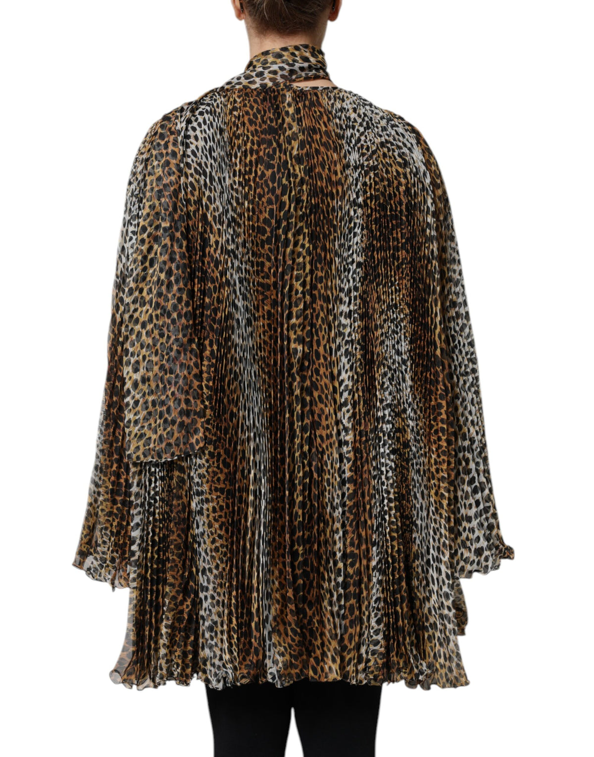 Dolce & Gabbana Women's A Line Polyester Silk & Chiffon Mini Dress - Brown Leopard Print Print