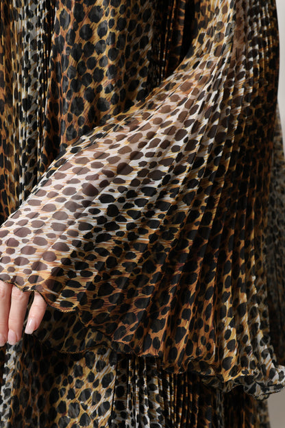 Dolce & Gabbana Women's A Line Polyester Silk & Chiffon Mini Dress - Brown Leopard Print Print
