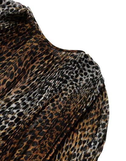 Dolce & Gabbana Women's A Line Polyester Silk & Chiffon Mini Dress - Brown Leopard Print Print