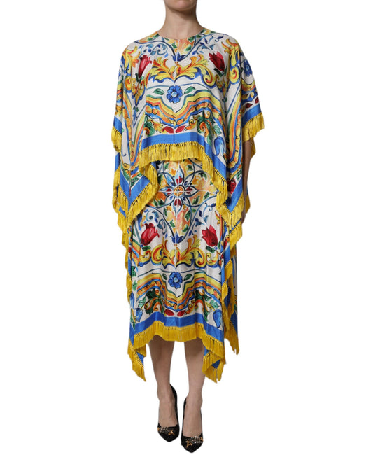 Dolce & Gabbana Women's Short-Sleeve Rayon Silk & Elastane Maxi Short Dress - Multicolor Print