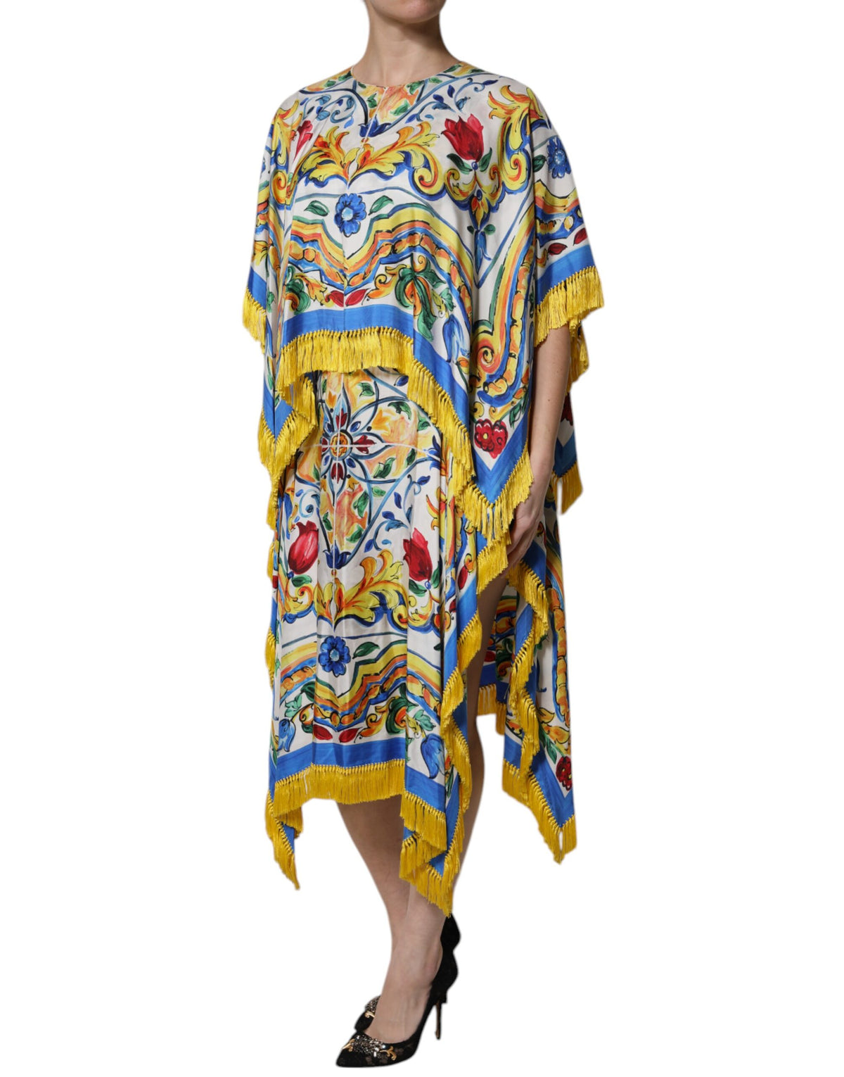 Dolce & Gabbana Women's Short-Sleeve Rayon Silk & Elastane Maxi Short Dress - Multicolor Print