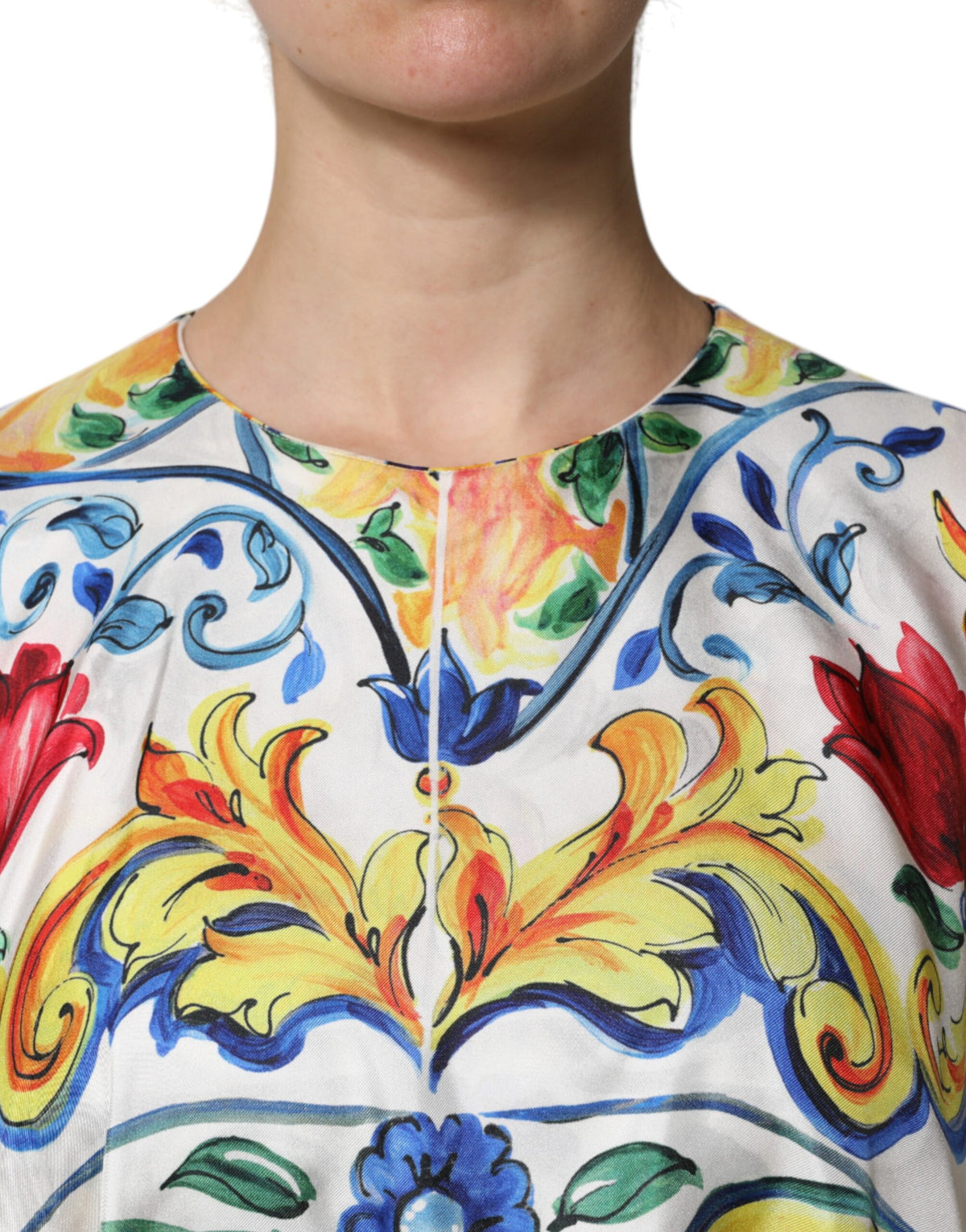 Dolce & Gabbana Women's Short-Sleeve Rayon Silk & Elastane Maxi Short Dress - Multicolor Print