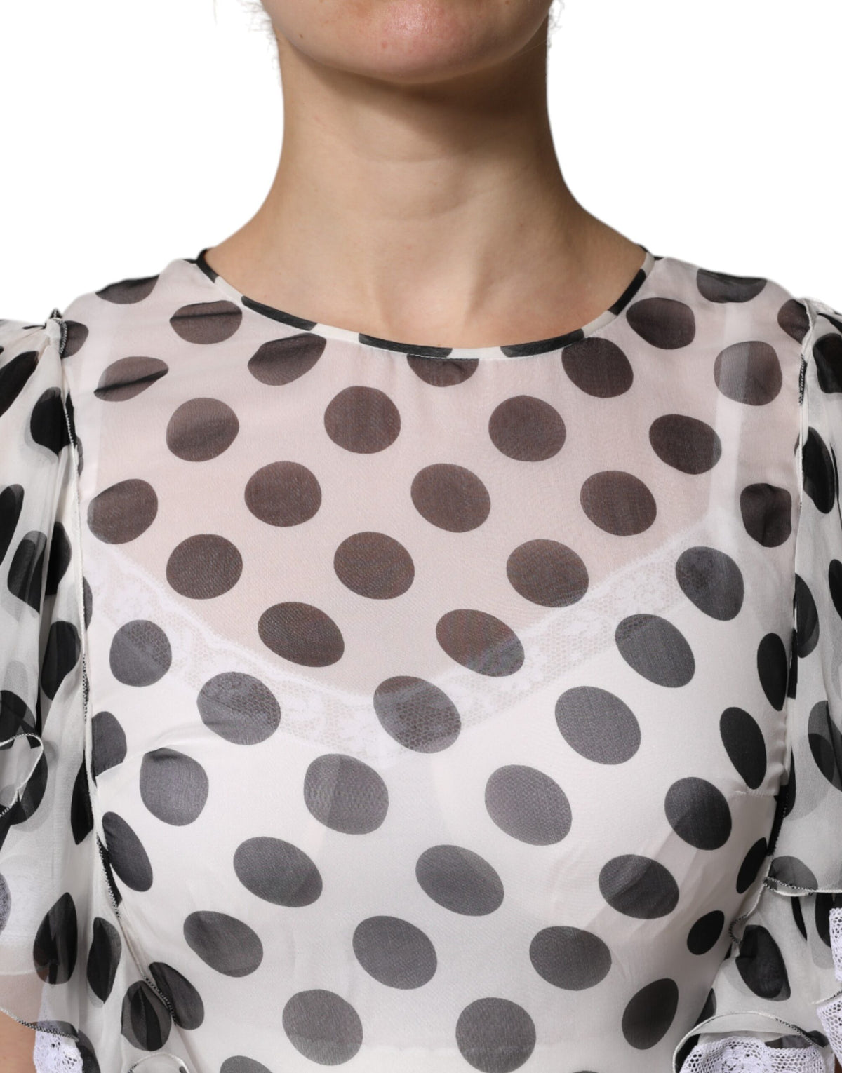 Dolce & Gabbana Women's A Line Flared Stretch Cotton Nylon & Silk Knee Dress - White Print