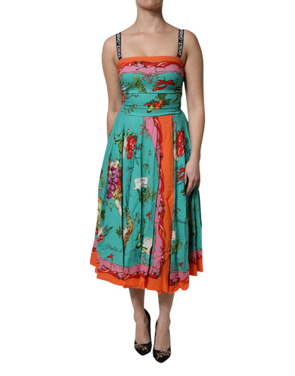 Dolce & Gabbana Women's Sheath Sleeveless Silk Midi Dress - Multicolor Print