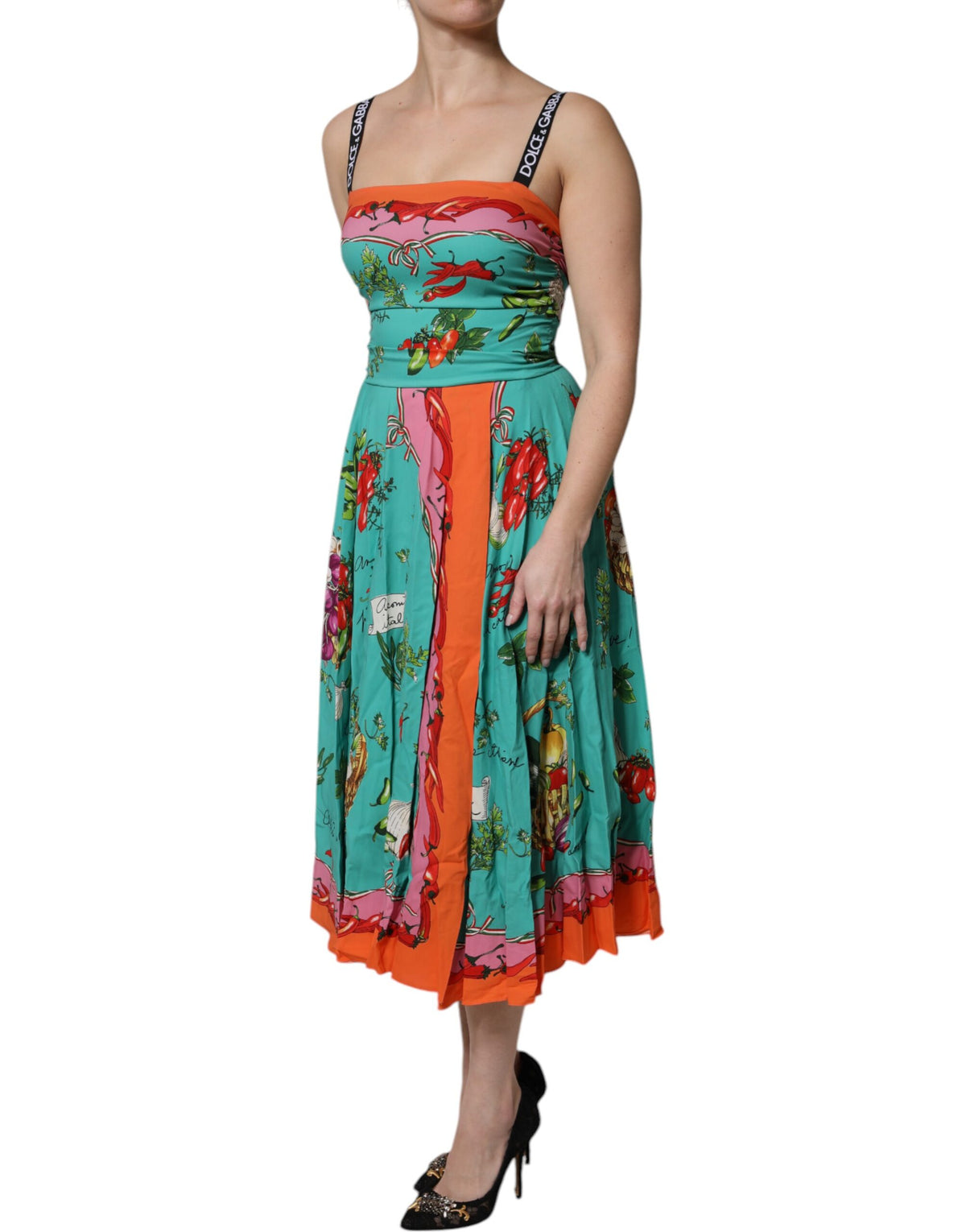 Dolce & Gabbana Women's Sheath Sleeveless Silk Midi Dress - Multicolor Print