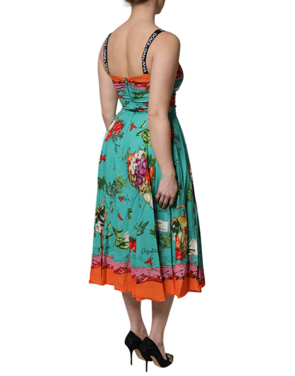 Dolce & Gabbana Women's Sheath Sleeveless Silk Midi Dress - Multicolor Print