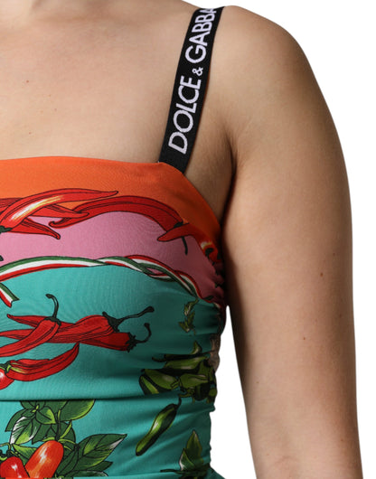 Dolce & Gabbana Women's Sheath Sleeveless Silk Midi Dress - Multicolor Print