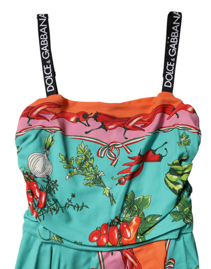 Dolce & Gabbana Women's Sheath Sleeveless Silk Midi Dress - Multicolor Print
