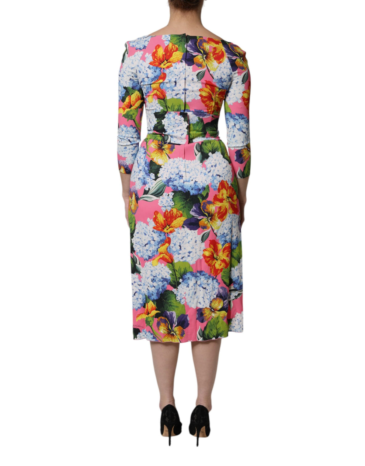 Dolce & Gabbana Women's Sheath Three-Quarter-Sleeve Stretch Viscose Midi Dress - Multicolor Floral Print