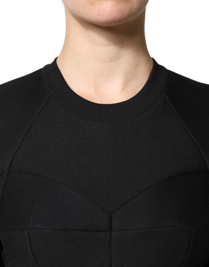 Dolce & Gabbana Black Cotton Long Sleeves A-line Mini Dress