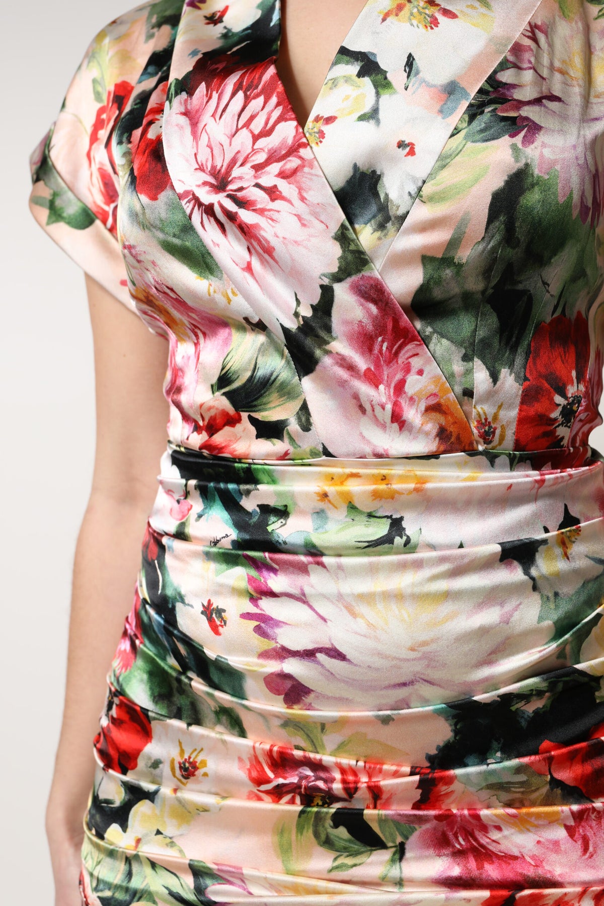 Dolce & Gabbana Women's Sheath Short-Sleeve Silk Midi Short Dress - Multicolor Floral Print