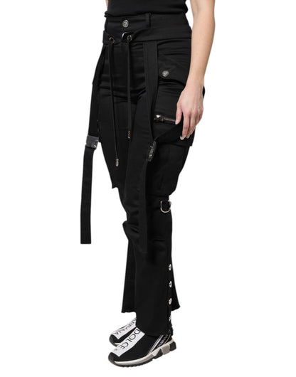 Dolce & Gabbana Women's Regular Fit High Rise Stretch Cotton Cargo Pants - Black