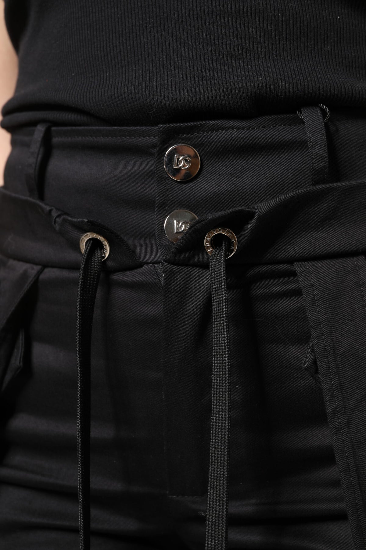 Dolce & Gabbana Women's Regular Fit High Rise Stretch Cotton Cargo Pants - Black