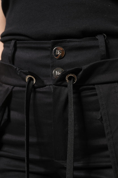 Dolce & Gabbana Women's Regular Fit High Rise Stretch Cotton Cargo Pants - Black