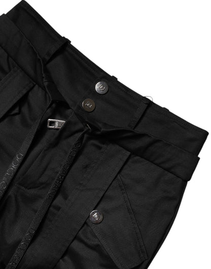 Dolce & Gabbana Women's Regular Fit High Rise Stretch Cotton Cargo Pants - Black