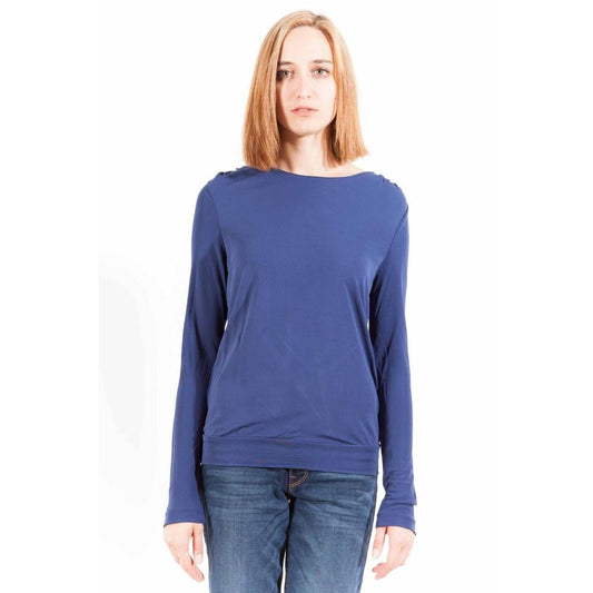 Elegant Blue Viscose Long Sleeve Tee