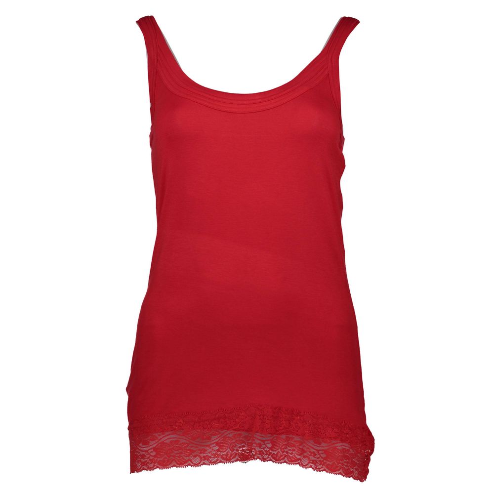 Chic Red Lace Insert Tank Top