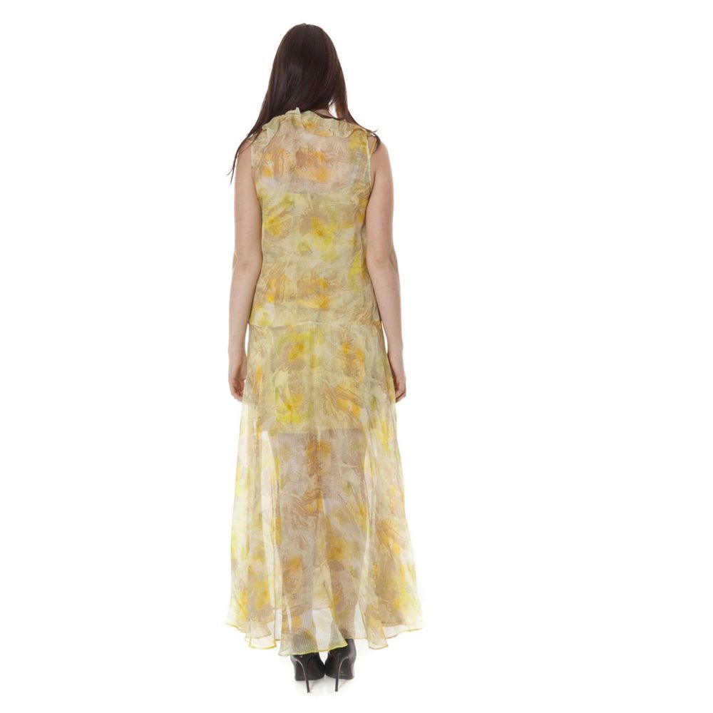 John Galliano Yellow Polyester Maxi Dress