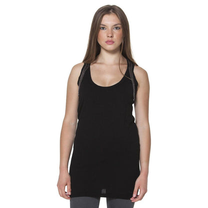 Black Polyester Narrow Shoulder Tank Top
