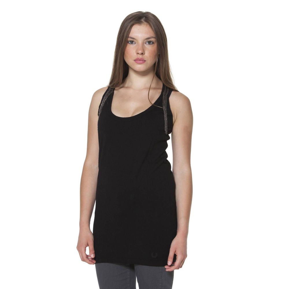 Black Polyester Narrow Shoulder Tank Top