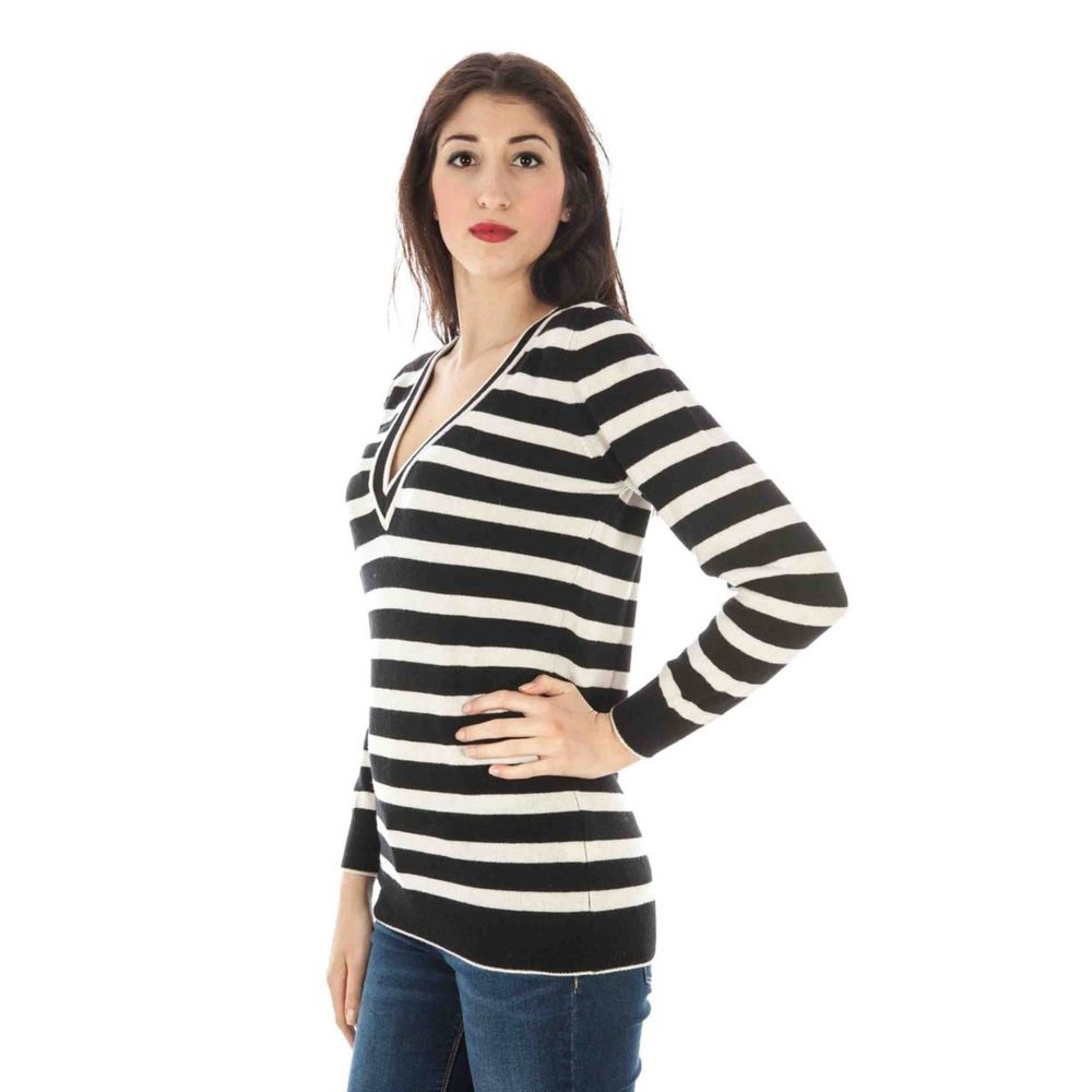 Black Wool V-neck Sweater