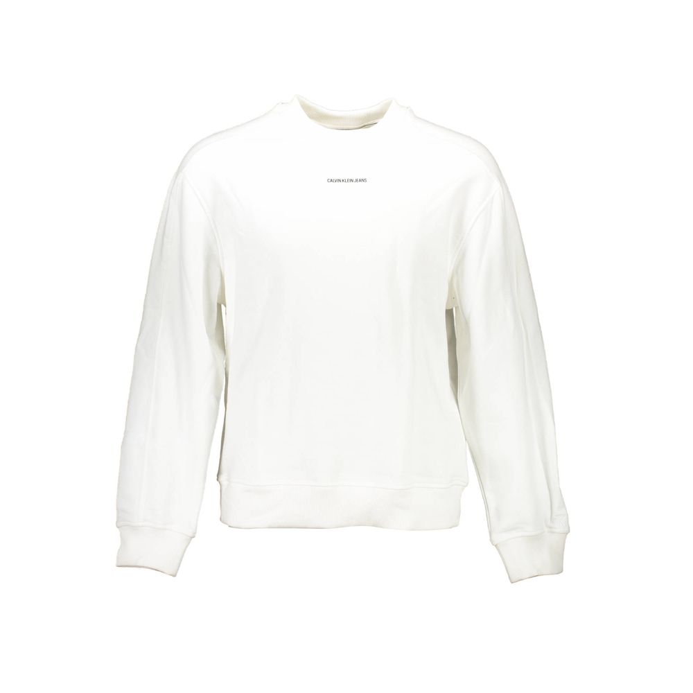 Calvin Klein Men's Sleek White Cotton Logo Sweatshirt