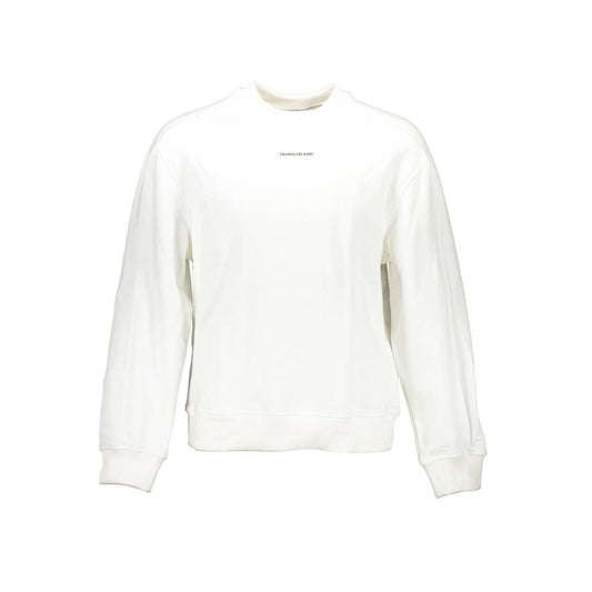 Calvin Klein Men's Sleek White Cotton Logo Sweatshirt