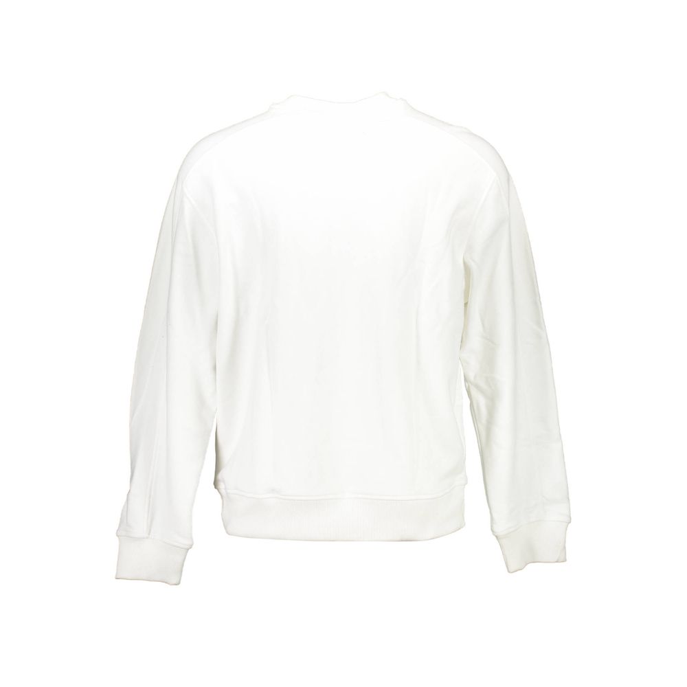 Calvin Klein Men's Sleek White Cotton Logo Sweatshirt