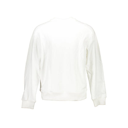 Calvin Klein Men's Sleek White Cotton Logo Sweatshirt