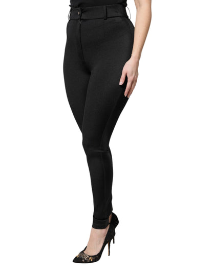 Dolce & Gabbana Women's Regular Fit Slim High Rise Stretch Nylon Jeans - Black