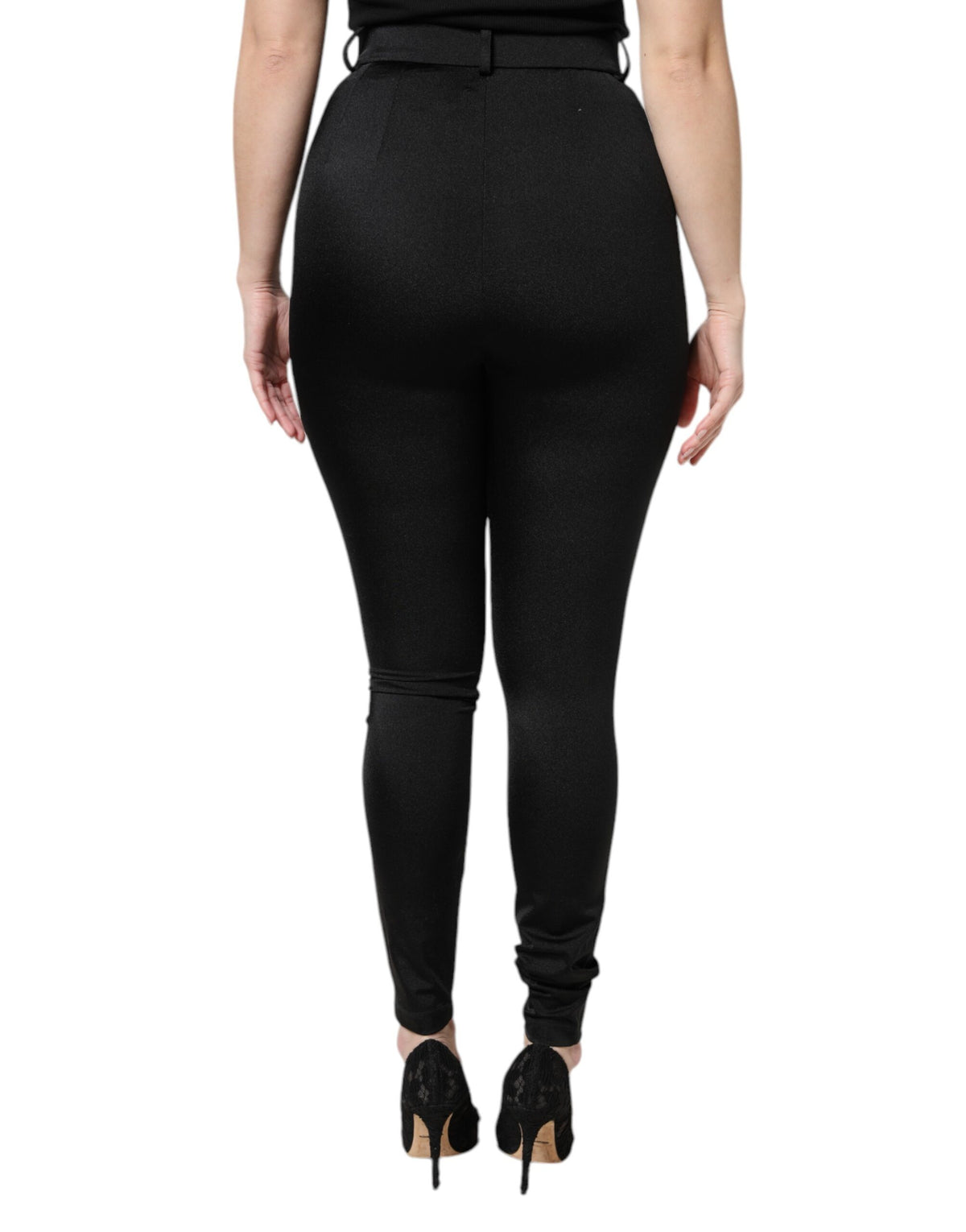 Dolce & Gabbana Women's Regular Fit Slim High Rise Stretch Nylon Jeans - Black