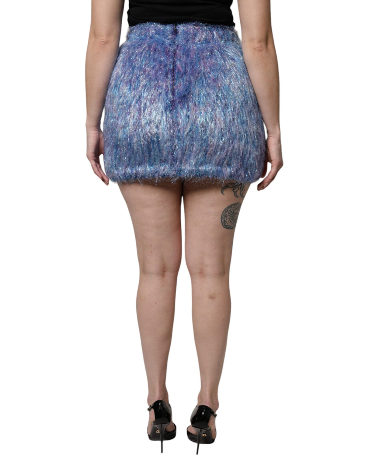 Dolce & Gabbana Women's High Rise Mohair Nylon Polyester & Virgin Wool Mini Skirt - Multicolor