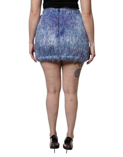 Dolce & Gabbana Women's High Rise Mohair Nylon Polyester & Virgin Wool Mini Skirt - Multicolor