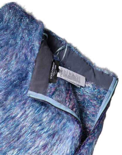 Dolce & Gabbana Women's High Rise Mohair Nylon Polyester & Virgin Wool Mini Skirt - Multicolor