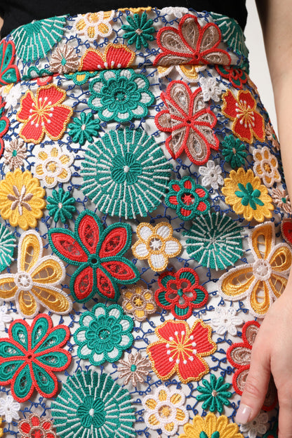 Dolce & Gabbana Women's High Rise Cotton Silk Polyester & Lace Mini Skirt - Multicolor Floral
