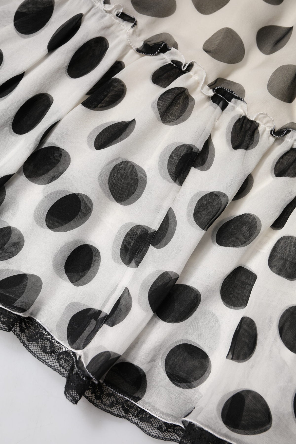 Dolce & Gabbana Women's High Rise Stretch Cotton Nylon & Silk Knee Skirt - Black White Dots Print