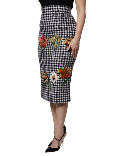 Dolce & Gabbana 9 To 5 Women's Pencil High Rise Virgin Wool Silk Nylon & Elastane Midi Skirt - Multicolor Floral Print